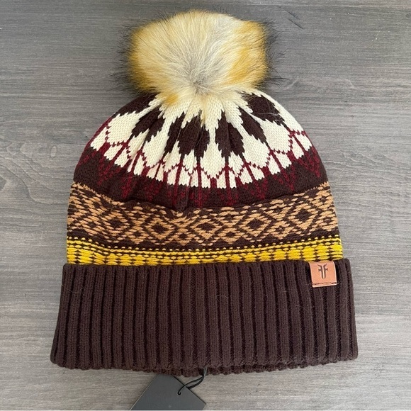 Frye Fair Isle Cuff Beanie with Pom - Picture 2 of 8